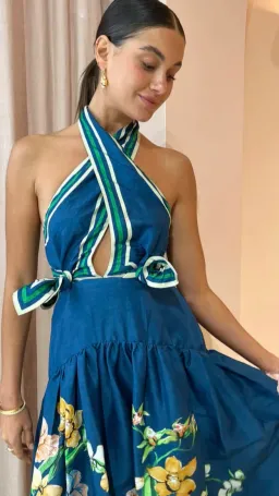 Alemais Lyla Halter Midi Dress s.8 Royal Blue for rent on The Volte - image 2