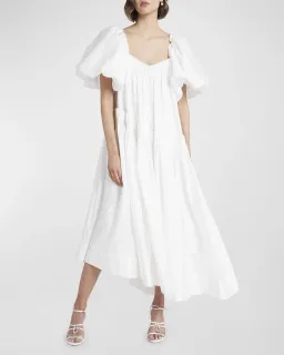 AJE Severine Smock Midi Dress in Ivory Size 8 for rent on The Volte - image 1