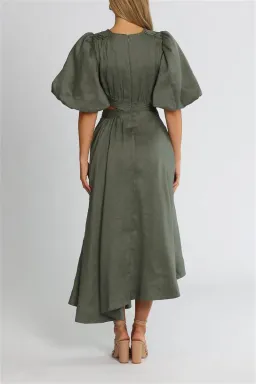 Aje Tidal Tucked Cut Out Midi Dress Green Size 10 for rent on The Volte - image 3