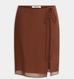 Venroy - Deep Cowl Sheer Silk Halter and Layered Silk Skirt - Chocolate for rent on The Volte - image 7