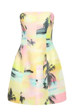 AJE Baret Strapless Mini Dress in Sunset Sky size 6 for rent on The Volte - image 2