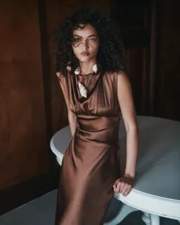 Hansen And Gretel Meredith Silk Dress Biscuit Size 6 for rent on The Volte - image 2