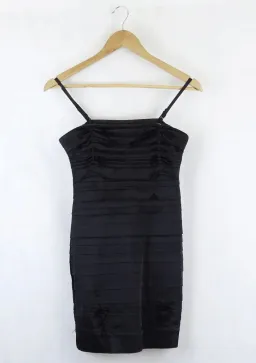 Wayne Cooper Black Mini Dress Size 8 | Satin Silk Finish Cocktail & Formal Evening Wear for rent on The Volte - image 1