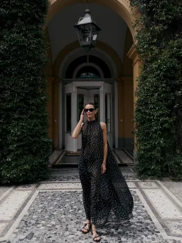 Bianca Spender Polka Dot Silk Emerge Dress Black Size 6 for rent on The Volte - image 11