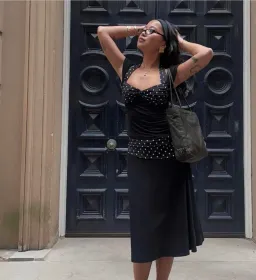 Don’t Go Naked Polka Dot Halter Set Black One Size for rent on The Volte - image 3