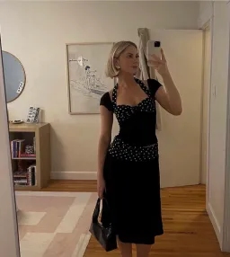 Don’t Go Naked Polka Dot Halter Set Black One Size for rent on The Volte - image 7