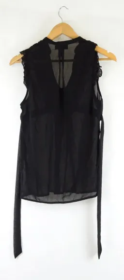 Pilgrim Size 6 Black Sheer Sleeveless Ruffle Blouse with Tie Waist for rent on The Volte - image 2