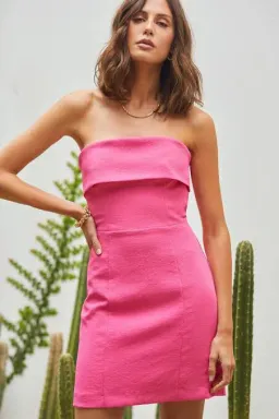 Kookai Oyster Strapless Mini Dress Hibiscus Size 8 for rent on The Volte - image 2