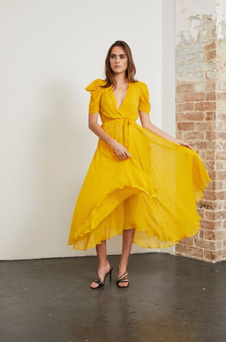 Bec & Bridge Hibiscus Golden Midi Dress Yellow Size 8 for rent on The Volte - image 2