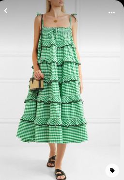 Innika Choo Green Gingham Scallop Dress  for rent on The Volte - image 1