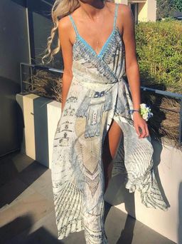 Camilla Maxi Dress Blue Size 8  for rent on The Volte - image 1