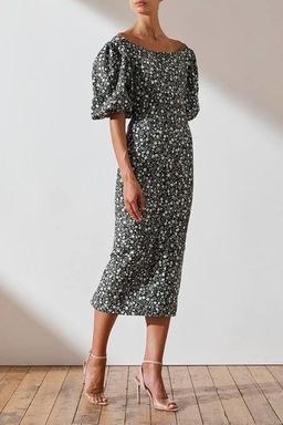 Shona Joy Parker Linen Fitted Midi Dress for rent on The Volte - image 1