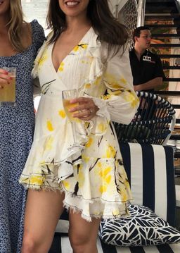 Aje Mimosa Wrap Mini Dress Wattle Print Size 8 for rent on The Volte - image 3