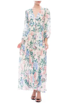 Zimmermann Verity Plunge Long Dress Cream Floral Size 6 for rent on The Volte - image 1