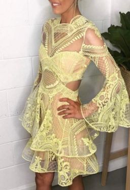 Thurley Chameleon Coachella Mini Dress Yellow Size 12 for rent on The Volte - image 1