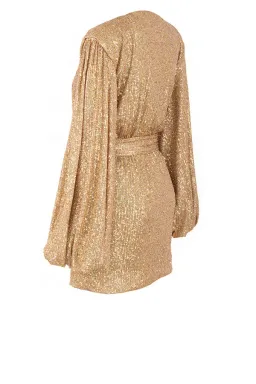 House of CB Verina Sequin Tye Up Mini Dress Gold Size 8 for rent on The Volte - image 4