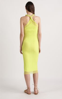 Dion Lee Sheer Pleat Twist Tank Midi Dress Zest Yellow Size 4 for rent on The Volte - image 2
