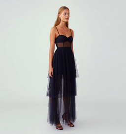 Fame and Partners, Black Corset Tiered Gown for rent on The Volte - image 2