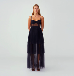 Fame and Partners, Black Corset Tiered Gown for rent on The Volte - image 1
