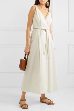 Nanushka - Lilith vegan leather-trimmed cotton-poplin maxi dress in White (size 8) NEVER WORN! for rent on The Volte - image 2