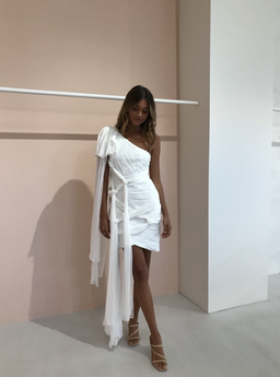 Thurley Crest One Shoulder Dress White Size 6 for rent on The Volte - image 1