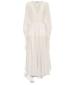 Stella McCartney Asymmetric Monogrammed Silk Deep V-neck Dress size 10 for rent on The Volte - image 3