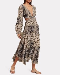 Zimmermann / Allia Cut Out Long Dress / Leopard Print / Size 3 (Size 12-14) for rent on The Volte - image 1