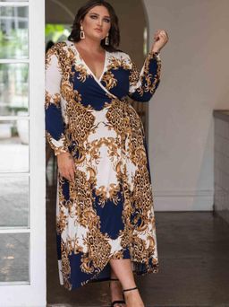 Mónica The Label Baroque Print Wrap Dress Size 20 for rent on The Volte - image 1