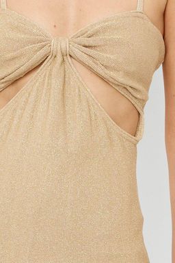Suboo Billie Knit Cut Out Midi Dress - Gold for rent on The Volte - image 4
