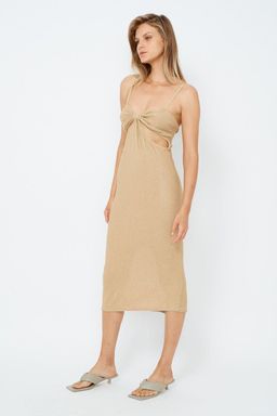 Suboo Billie Knit Cut Out Midi Dress - Gold for rent on The Volte - image 1