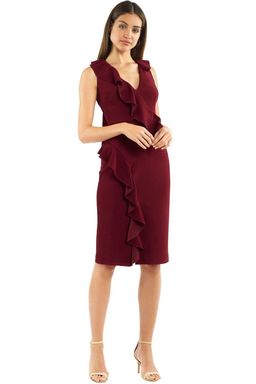 Rebecca Vallance Sylvette Midi Dress Burgundy Size 6 for rent on The Volte - image 5