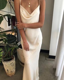 Shona Joy Luxe Bias Cowl Slip Dress in Ivory Size 8 for rent on The Volte - image 2