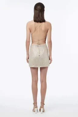 Manning Cartell Metallic Mesh Mini Dress Gold Size 8 for rent on The Volte - image 3