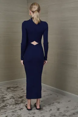 Bec & Bridge Lillian Rib Knit Midi Dress Navy Size 6 for rent on The Volte - image 3