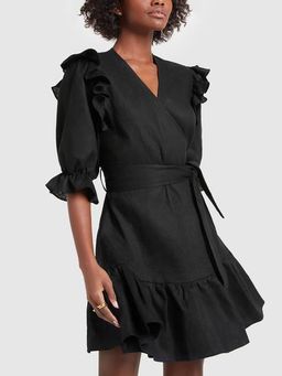 Matin Studio Ruffle wrap dress black size 10 for rent on The Volte - image 1