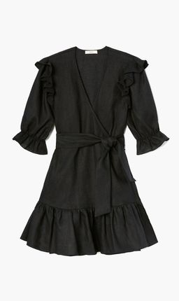 Matin Studio Ruffle wrap dress black size 10 for rent on The Volte - image 2
