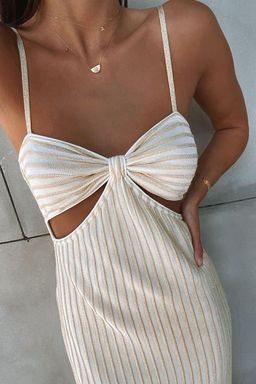 Suboo Adele Knit Cut Out Midi Dress Cream Size 8 for rent on The Volte - image 2