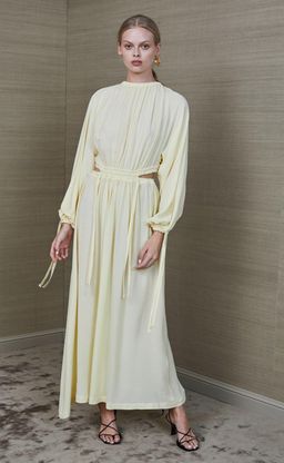 Bec & Bridge Mala Long Sleeve Midi Dress Pastel Yellow Size 10 for rent on The Volte - image 1