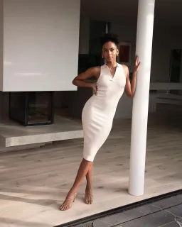 Kookai Lola Panel Dress Tapioca Cream Size 2 for rent on The Volte - image 2