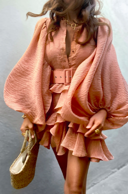 Charlotte Draped Mini Dress- Desert Rose for rent on The Volte - image 1