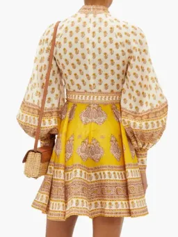 Zimmermann Bonita Buttoned Dress Mustard Paisley Size 6  for rent on The Volte - image 2