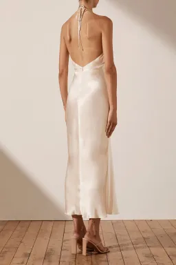 Shona Joy Sophia Ruched Halter Dress Cream Size 12 for rent on The Volte - image 2