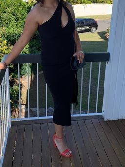 Bec & Bridge Emerald Avenue Asym Midi Dress black size 12 for rent on The Volte - image 3