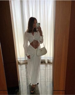 Christopher Esber Ruched Disconnect Shirt Dress White Size 6 for rent on The Volte - image 3