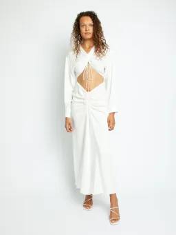 Christopher Esber Ruched Disconnect Shirt Dress White Size 6 for rent on The Volte - image 1