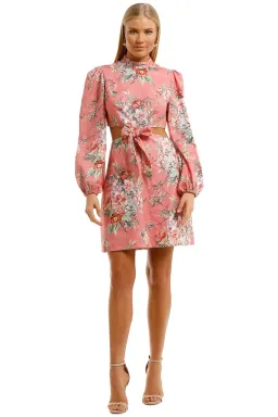Zimmermann Bellitude Bow Front Mini Dress Baby Pink Floral Size 0 / AU 8 for rent on The Volte - image 4