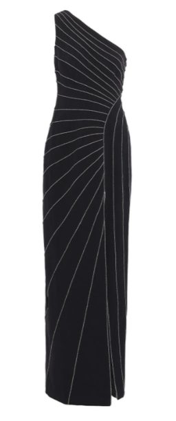 Halston Heritage One-Shoulder Metallic-Trimmed Crepe Gown Size 10 for rent on The Volte - image 3