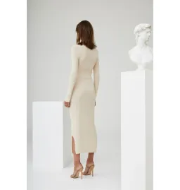 Sir the Label Celena Draped Knit Midi Dress Cream Size 0 / AU 6 for rent on The Volte - image 2
