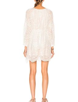 Zimmermann Gossamer Scallop Mini Dress Ivory Size 8 for rent on The Volte - image 3