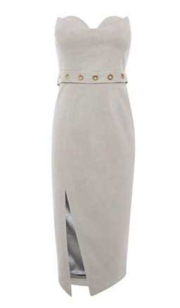 Sheike Strapless Grey Suede Dress Size 6 for rent on The Volte - image 2